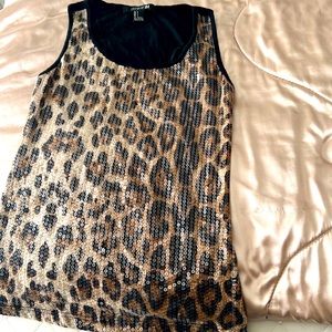 Sequin Leopard Tank